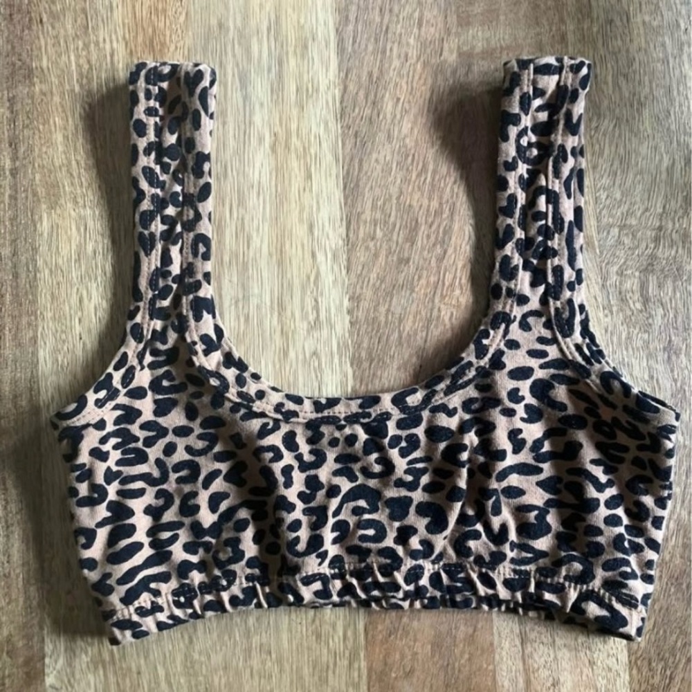 ARQ Organic Cotton/Spandex Leopard Print Bralette - XS